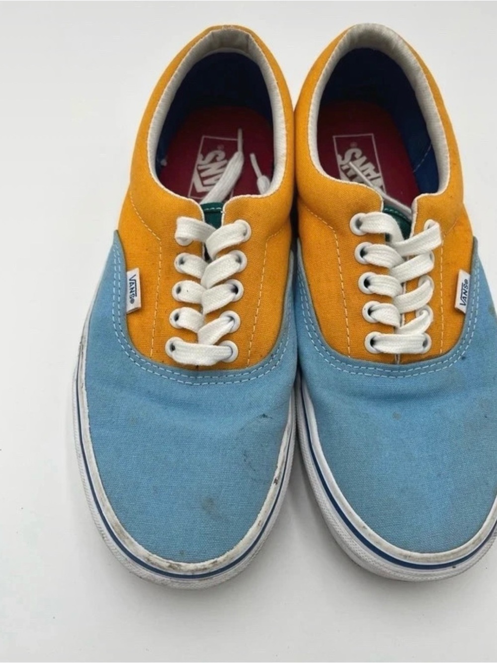 Vans Two-Tone Yellow and Light Blue Canvas Low-Top Sneakers